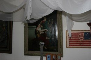 Oil painting and antique flag