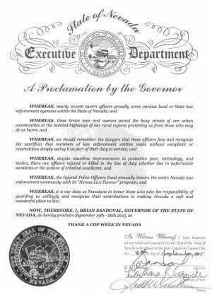 Nevada Governor Brian Sandoval Proclamation